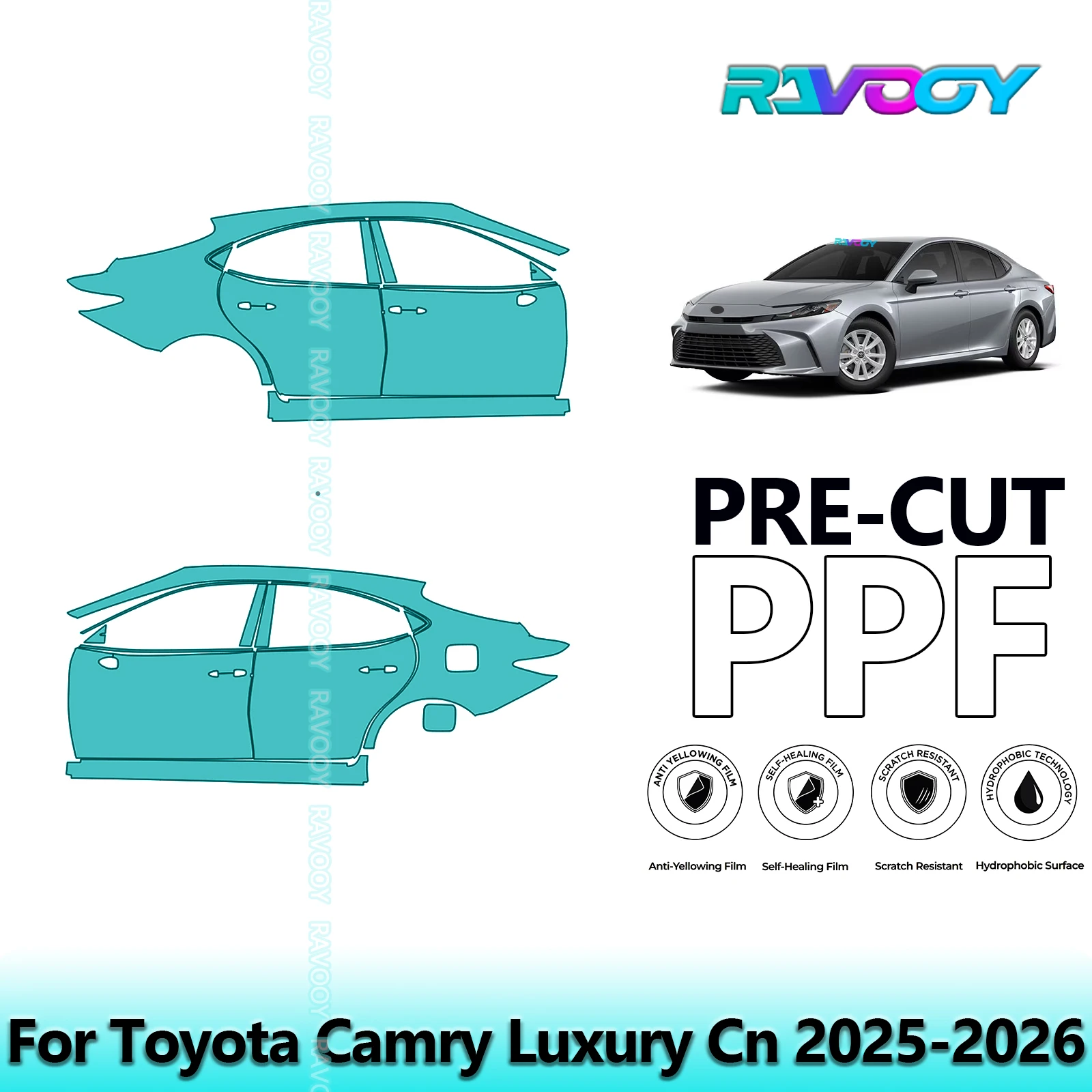 

For Toyota Camry Luxury Cn 2025-2026 8.5mil Clear Matte Pre-Cut PPF Door & A/B Pillar Kit TPU Paint Protection Film Set