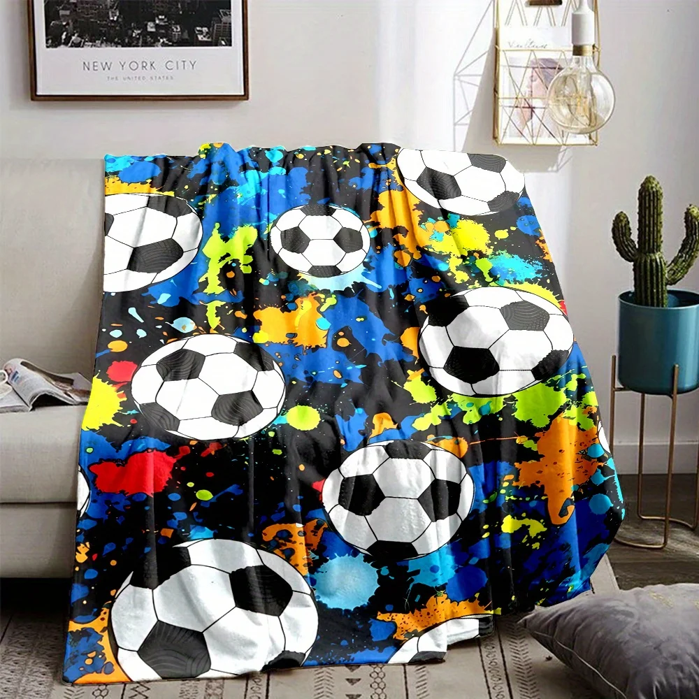 Adorable Sports Art Throw Blanket, Elegant Style & Whimsical Design, Soft Home Textile, Perfect Gift for Kids & Athletes