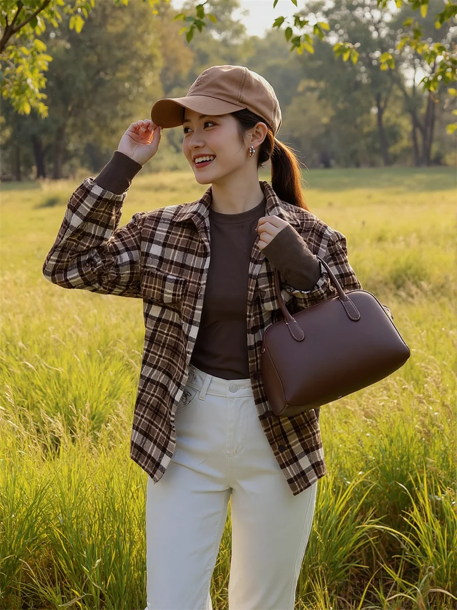 Caffè Camicia femminile Donna Elegante Top di grandi dimensioni Ulzzang Stile coreano Moda Preppy College Dolce carino Kawaii Semplice Basic