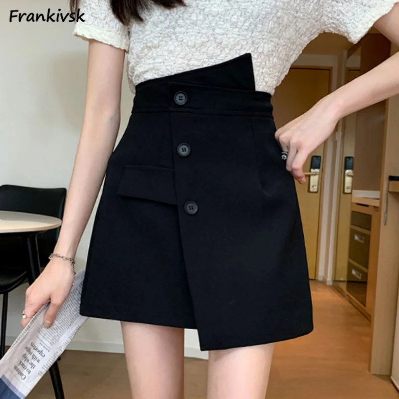 

Asymmetrical Skirts Women High Waist Stylish Solid Japanese Style All-match Office Lady Above-knee Slim Spring Summer Faldas New