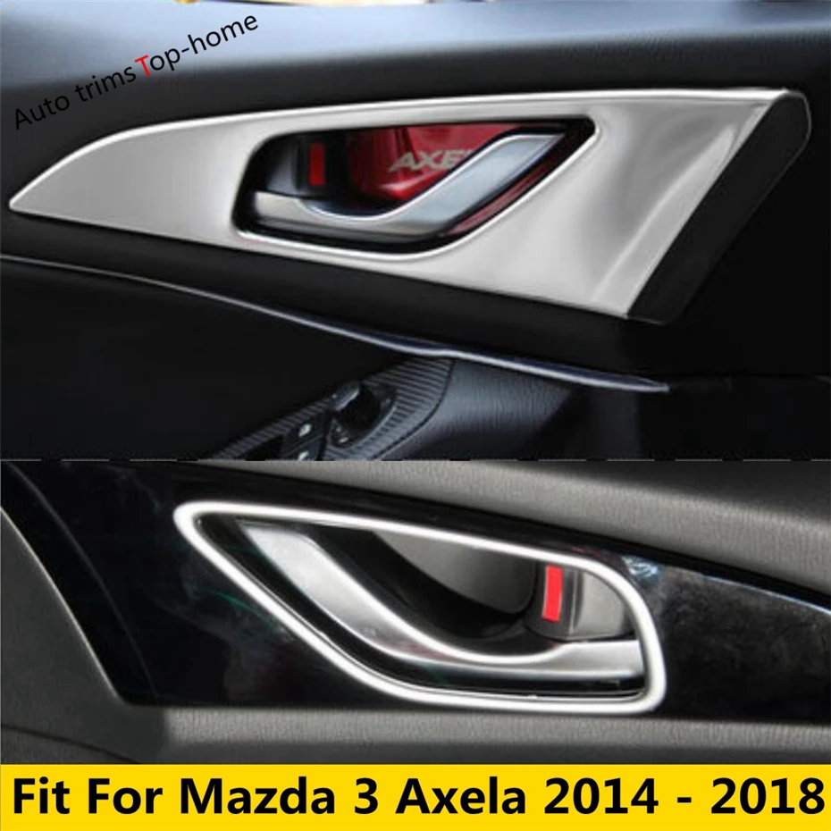 

Car Inner Door Handle Bowl Decoration Frame Decal Protector Cover Trim Carbon Fiber Accessories For Mazda 3 Axela 2014 - 2018