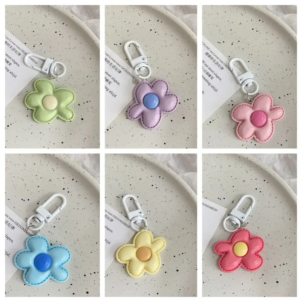 Fashion Korean Style Flower Keychain Mini Kawaii Resin Floral Keyring Colorful Cute Bloom Pendant Hanging Accessory