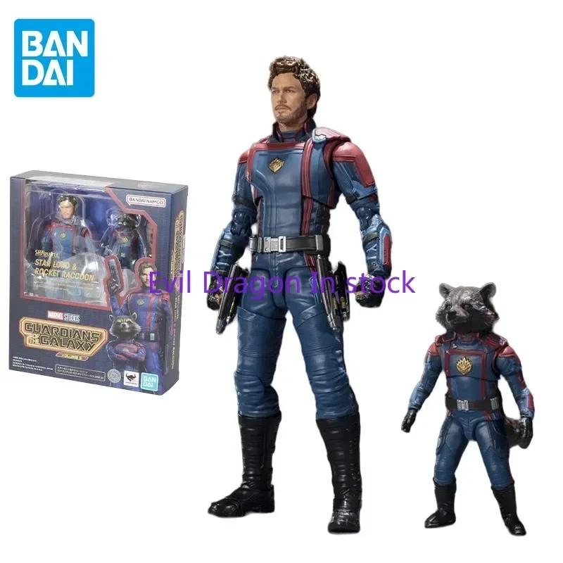 Bandai Original Guardians of The Galaxy Anime Figure SHF VOLUME 3 STAR LORD ROCKET RACCOON Action Figure Model Toys for Kid Gift