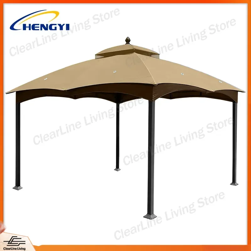 Hot Selling Outdoor Camping Canopy Tent 10x12 FT Sun Shade Tarpaulin 300D Polyester Waterproof UV Resistant Pop Up Pavilion