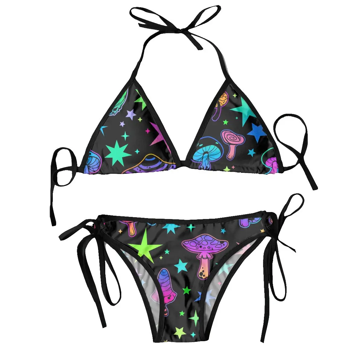 

Sexy Bikini Women Swimsuit Push-up Two Piece Swimwear Stars And Psychedelic Mushrooms Bathing Suit Beachwear Brazilian