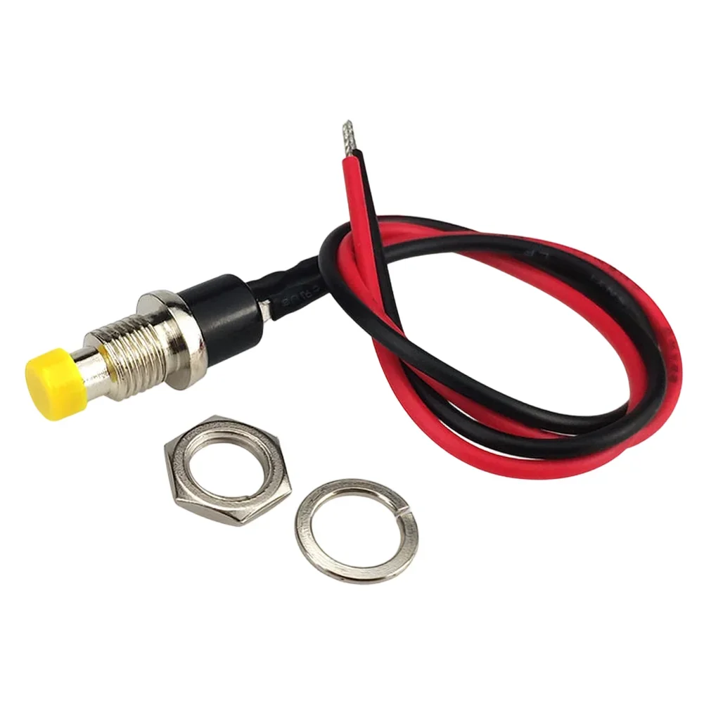 

12pcs 7mm Prewired Momentary Push Button SPST ON/Off 2 Pin Round Switch For Industrial Control And Electronic Projects