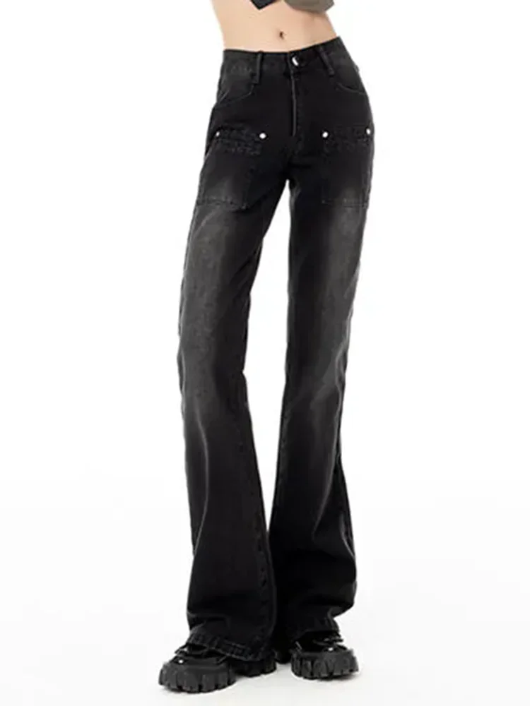 Y2k Vintage Skinny Flare Jeans Women Casual High Waist Stretch Boot Cut Boot Cut Denim Pants Korean Fashion Design Slim Vaqueros