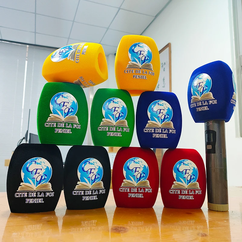Image of 5 Stück Mikrofon-Schaumstoff-Windschutz mit individuellem Logo, quadratisch, günstig, für Video-Mikrofone, Schaumstoff-Windschutz für TV-Interviews