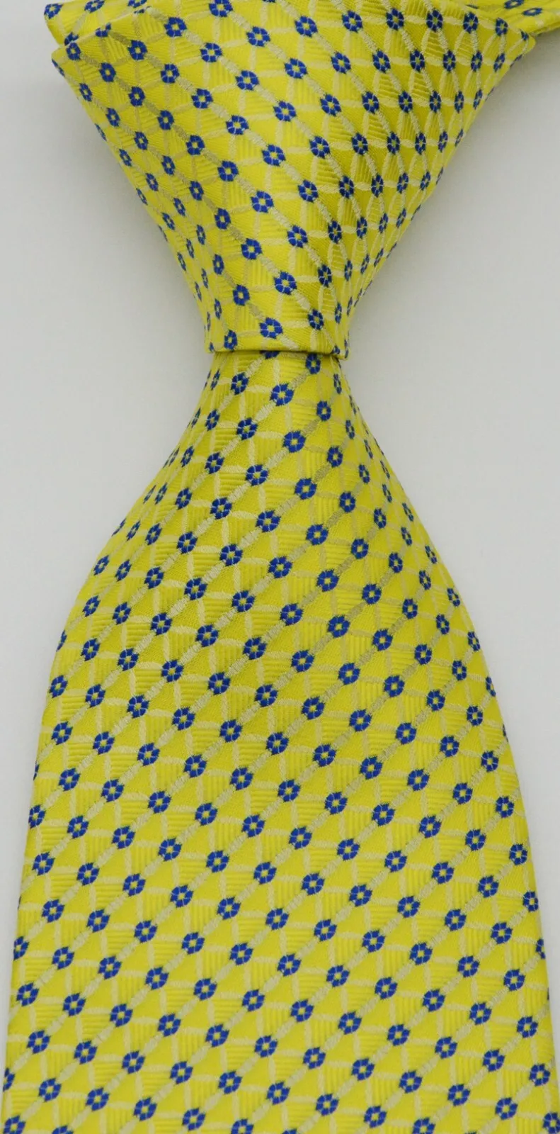 

New Men's Silk Tie Floral Yellow Blue Classic JACQUARD WOVEN Handmade Silk Men's Tie Necktie