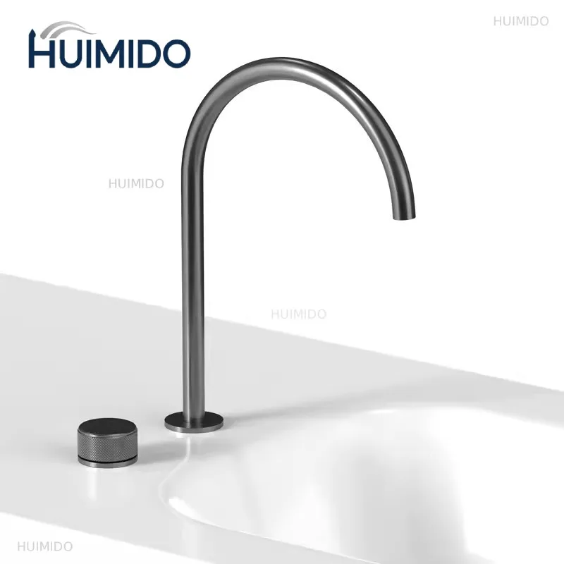 Tuqiu Black Basin faucet Bathroom Faucet two holes bathroom Sink faucet Brushed sink tap rotating widespread basin Tap