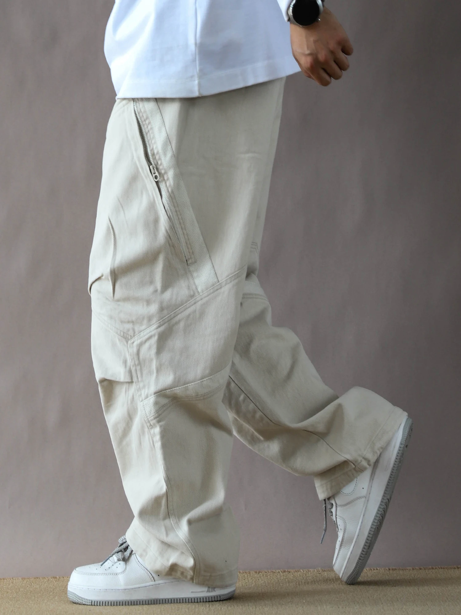 

Мужские повседневные рабочие брюки в американском ретро-стиле, свободного кроя, прямые, широкие штанины, цвет хаки, весна-осень, новинка