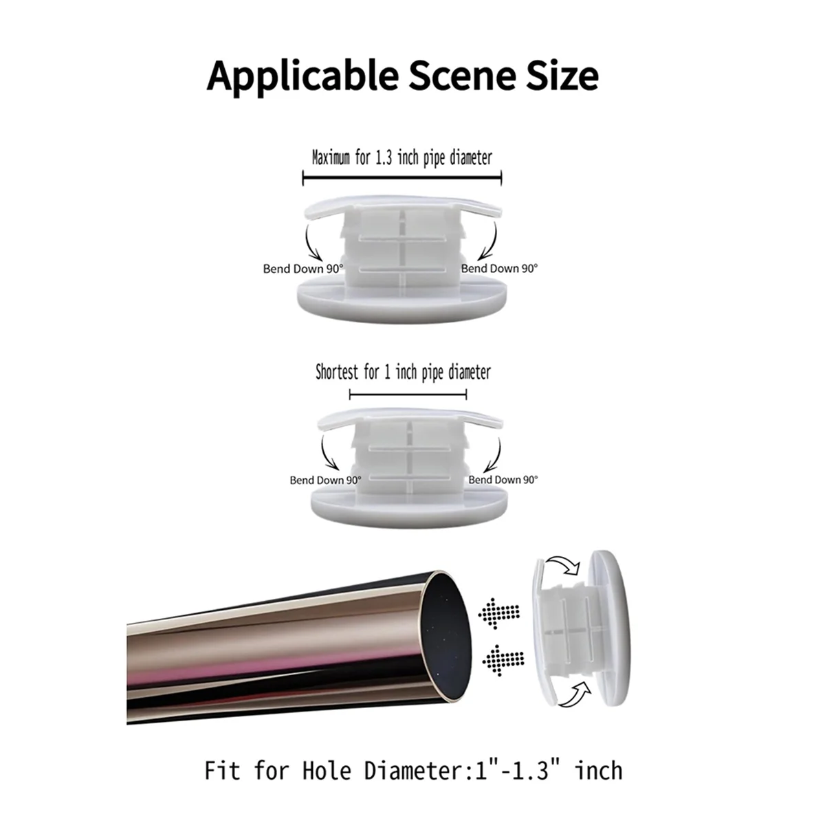 

ABNJ 10 Pcs Plastic Closet Rod End Caps - Adjustable Bendable, Closet Pole End Caps & Closet Rod Cover