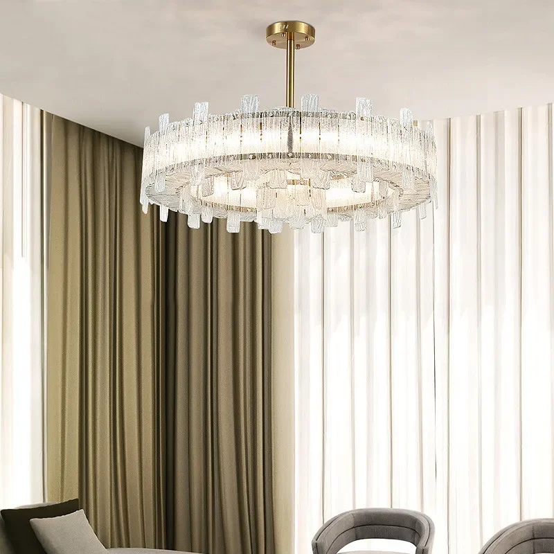 

Luxury Postmodern Frosted Glass Chandelier Lights Brushed Gold Lustres Dimmable Home Decor Living Room Chandeliers