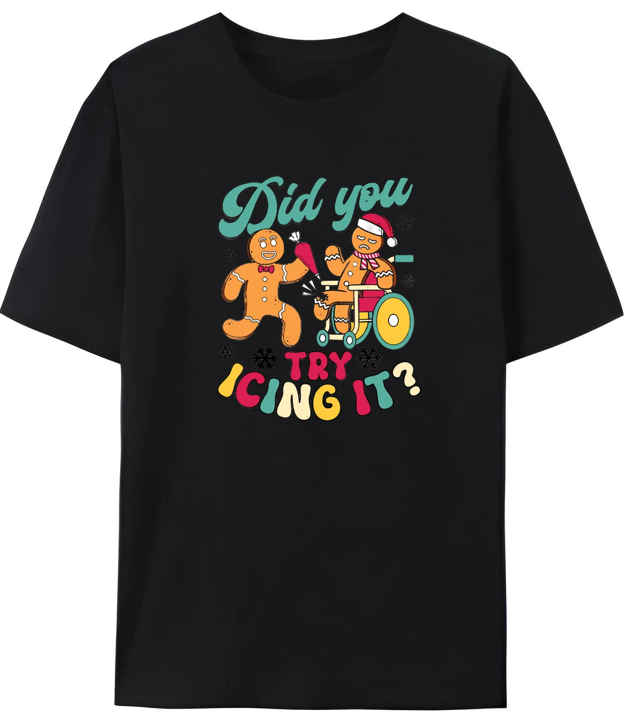 

Funny Christmas Nurse Did You Try Icing It Gingerbread Man Graphic Tees Men's Cotton Breathable Funny Printed Clothes