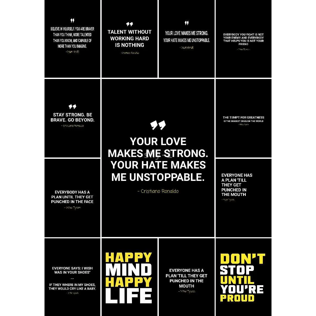 Cristiano Ronaldo Inspirational Quotes Poster  Text Art Prints for Interior Design  Home Wall Decor