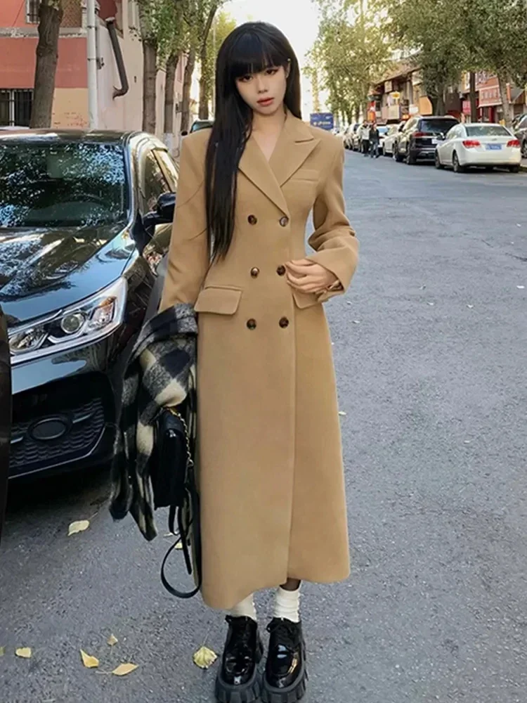 Abrigo De Invierno Mujer Oferta New Black/khaki Long Woolen Coat  Casacos De Inverno Feminino Luxury Winter Jacket Women