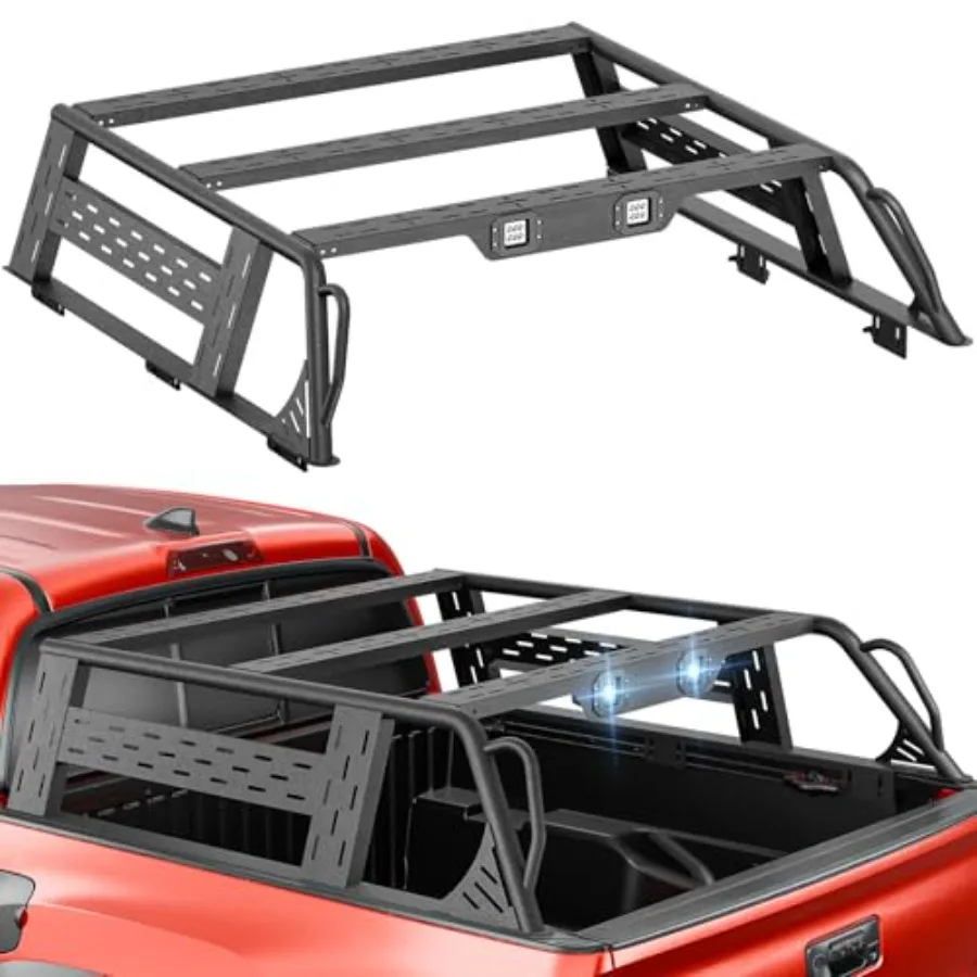 

for Tacoma Ladder Bed Rack 13.3 High Overland Truck Full-Size Cargo Racks with 2 Led Lights Compatible for 2016-2025 Toyota Tac