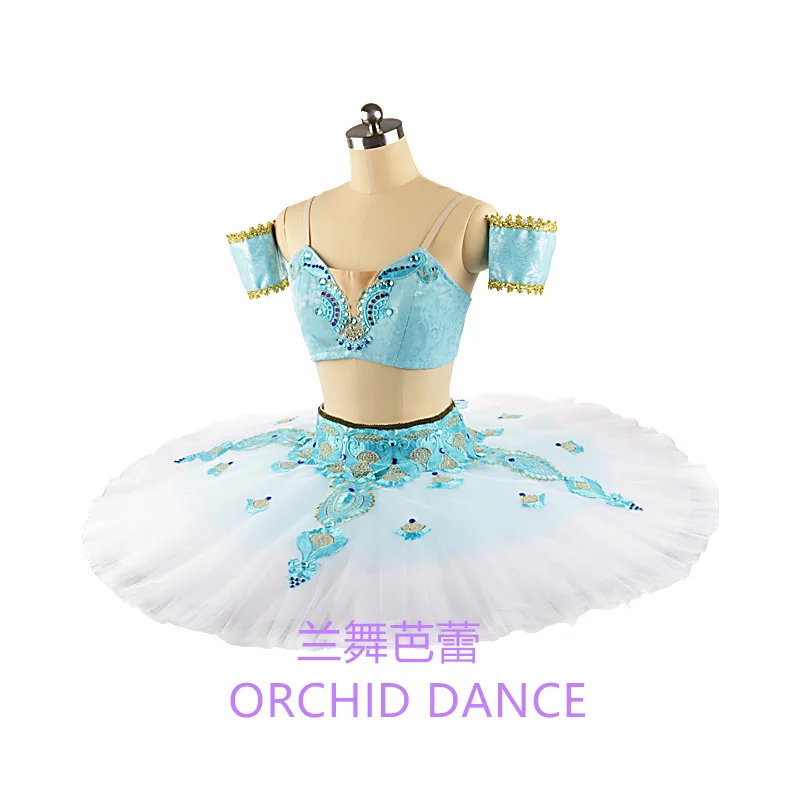 Show Waist Performance Wear High Quality Professional  Adult Girls Sky Blue Ballet Tutu Costumes