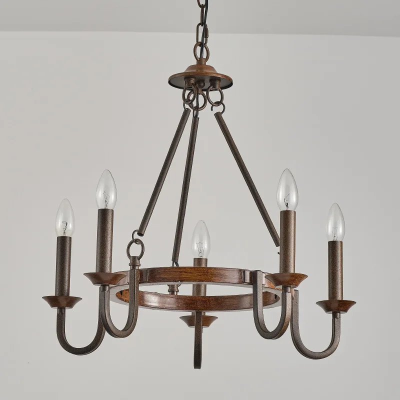 

American Rural Retro Wood Art Chandelier Light French Living Room Bedroom Kitchen Cafe Lamp Restaurant hotel decor Pendant Lamp