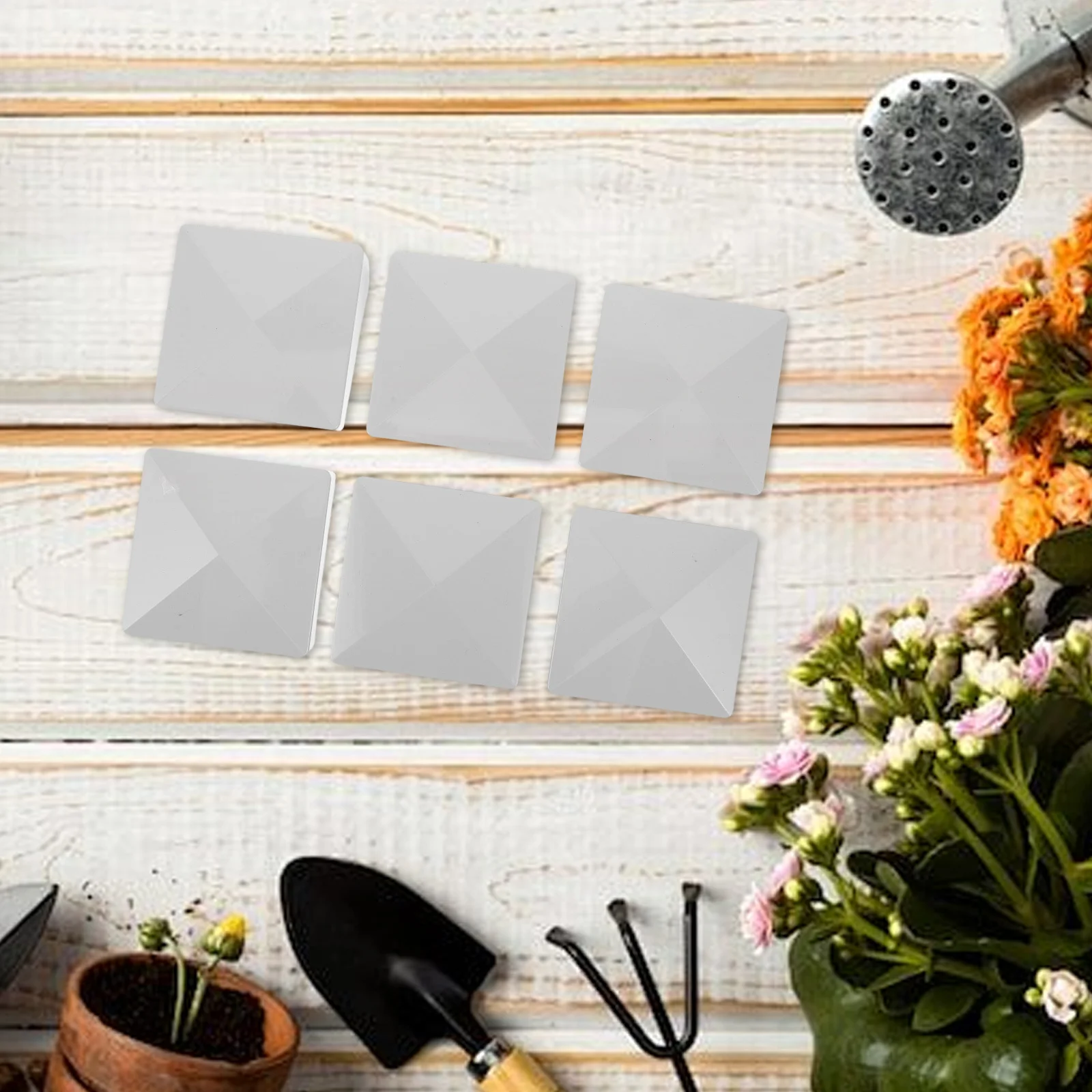 

6Pcs PVC Garden Fence Post Caps Decorative Pyramid Top Covers Outdoor Deck Mailbox Dock Post Toppers 4.13x4.13 Inch Weather