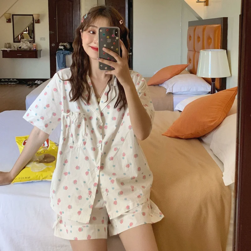 Pajama Sets Women Simple Daily All-match Designed Classics Delicate Home Korean Style Trendy Stylish Charming Students Summer