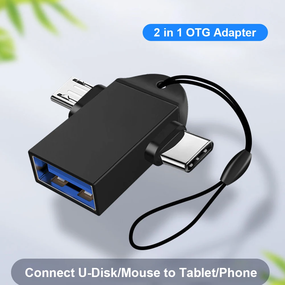 2 in 1 OTG Adapter USB 3.0 to Type C Micro USB Male Connector Aluminum Alloy USB Converter Type C Power Adapter Connector