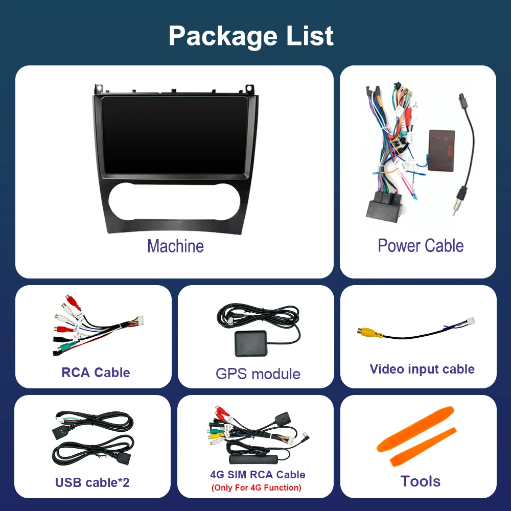 لمرسيدس بنز C الفئة W203 2005 - 2009 راديو السيارة مشغل وسائط متعددة 4G نظام تحديد المواقع نافي Carplay أندرويد OS شاشة تعمل باللمس بلوتوث