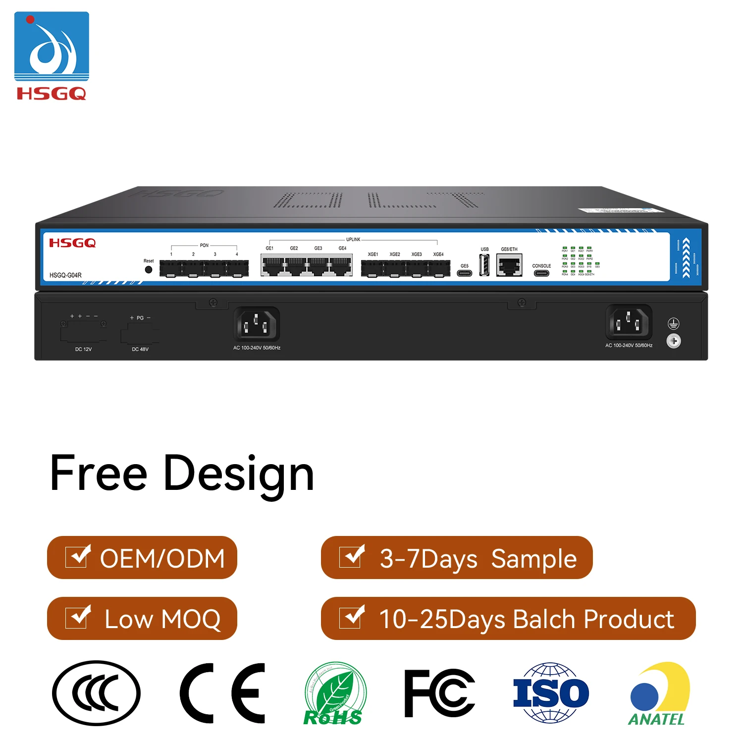 HSGQ-G04R Fiber Optic Equipment Gpon Olt Equipment 4 Ports Multi-scenario FTTX Solution Olt Gpon 4 Puertos