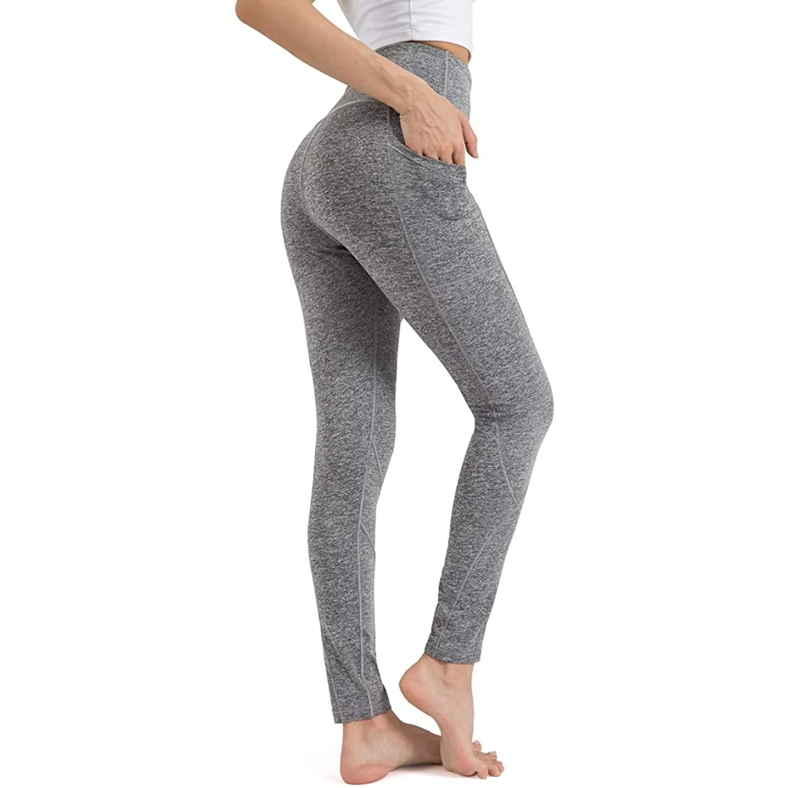 Pantalones de Yoga, mallas con bolsillos para mujer, cintura alta, ajustados, deportivos, de secado rápido, transpirables, para entrenamiento, correr, pantalones elásticos