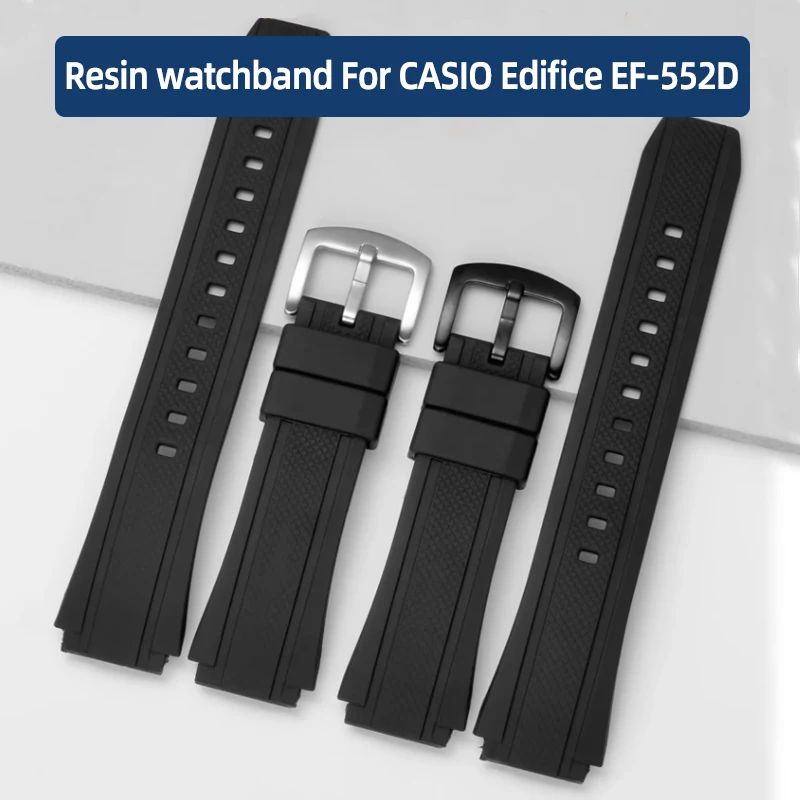 

Rubber Strap Resin watchband For CASIO Edifice 5119 EF-552 EF-552D Convex mouth Waterproof Silicone Bracelet Black Men's 25*20mm