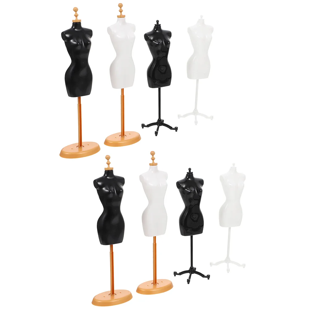 8 Pcs Model Stand Mini Dress Form Support Clothing Body Manikin Plastic Rack Mannequin