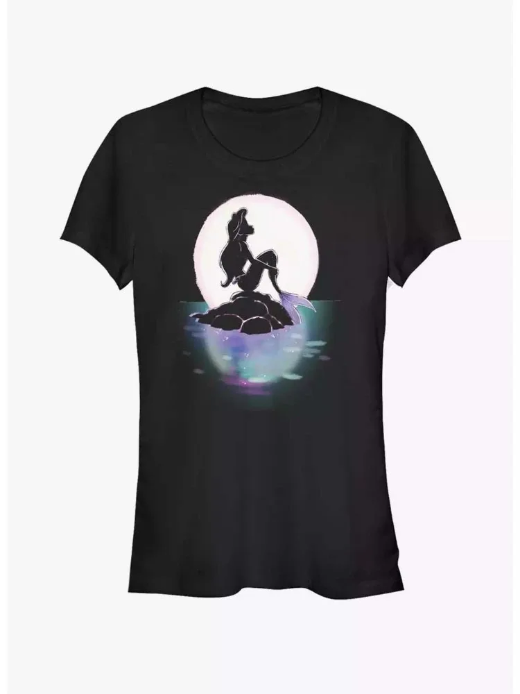 Camiseta holgada de manga corta con estampado de dibujos animados de la Sirenita de Disney, tendencia de moda de Disney, unisex, talla grande, 2026