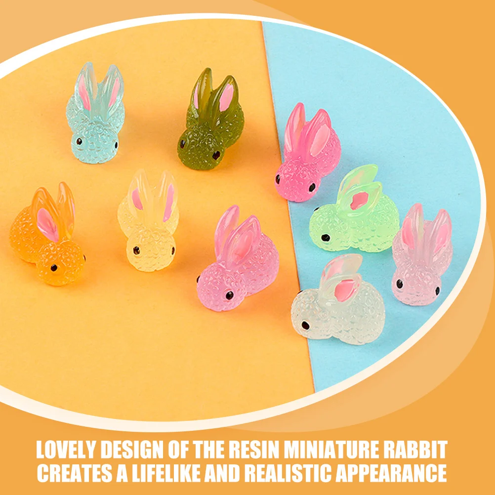 25 pçs mini resina coelho decoração brilho no escuro mesa coelho ornamentos luz da noite em miniatura coelho ornamentos mini coelho decoração