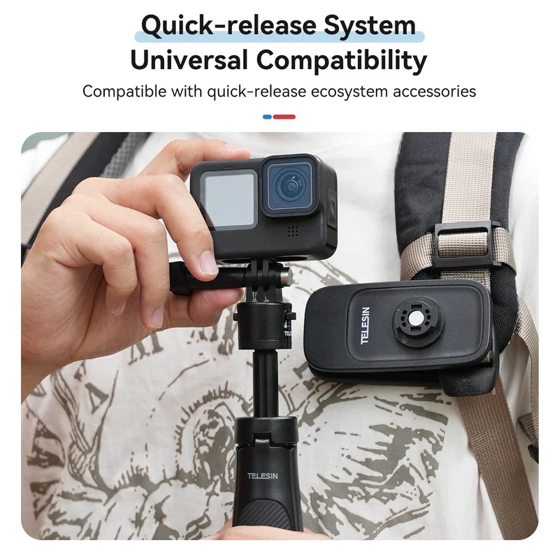 حامل ثلاثي القوائم معياري خفيف للغاية من Telesin، عصا سيلفي 2 في 1 لـ GoPro Hero 12/Insta360 X3/DJI Osmo action 4
