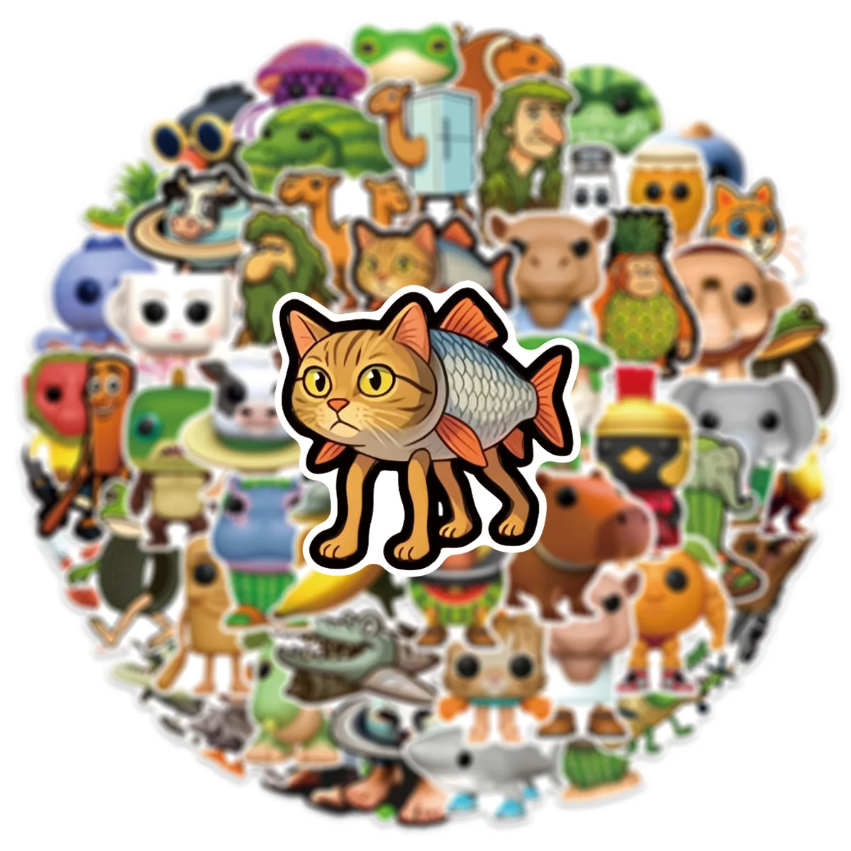 55 قطعة ملصقات الدماغ الإيطالية تونغ تونغ صحور مضحك الحيوان Ai نمط الاطفال اللعب ثابت ملصق مزخرفة الكؤوس الشارات