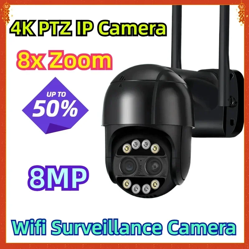 

4K PTZ IP Camera 8MP 8x Zoom Dual-Lens Human Detect CCTV Camera 4MP Smart Home Outdoor Wifi Surveillance Camera ICSEE APP