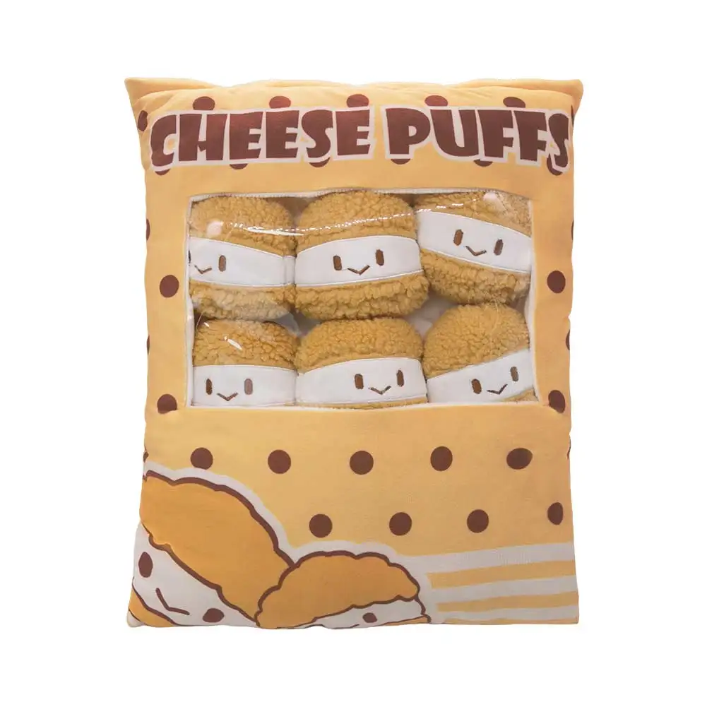 Mascote recheado de pelúcia macia para adultos e crianças, Mushroom Puff Snack Bag, travesseiro mexicano Tortilla Pancake, presentes de aniversário do Natal