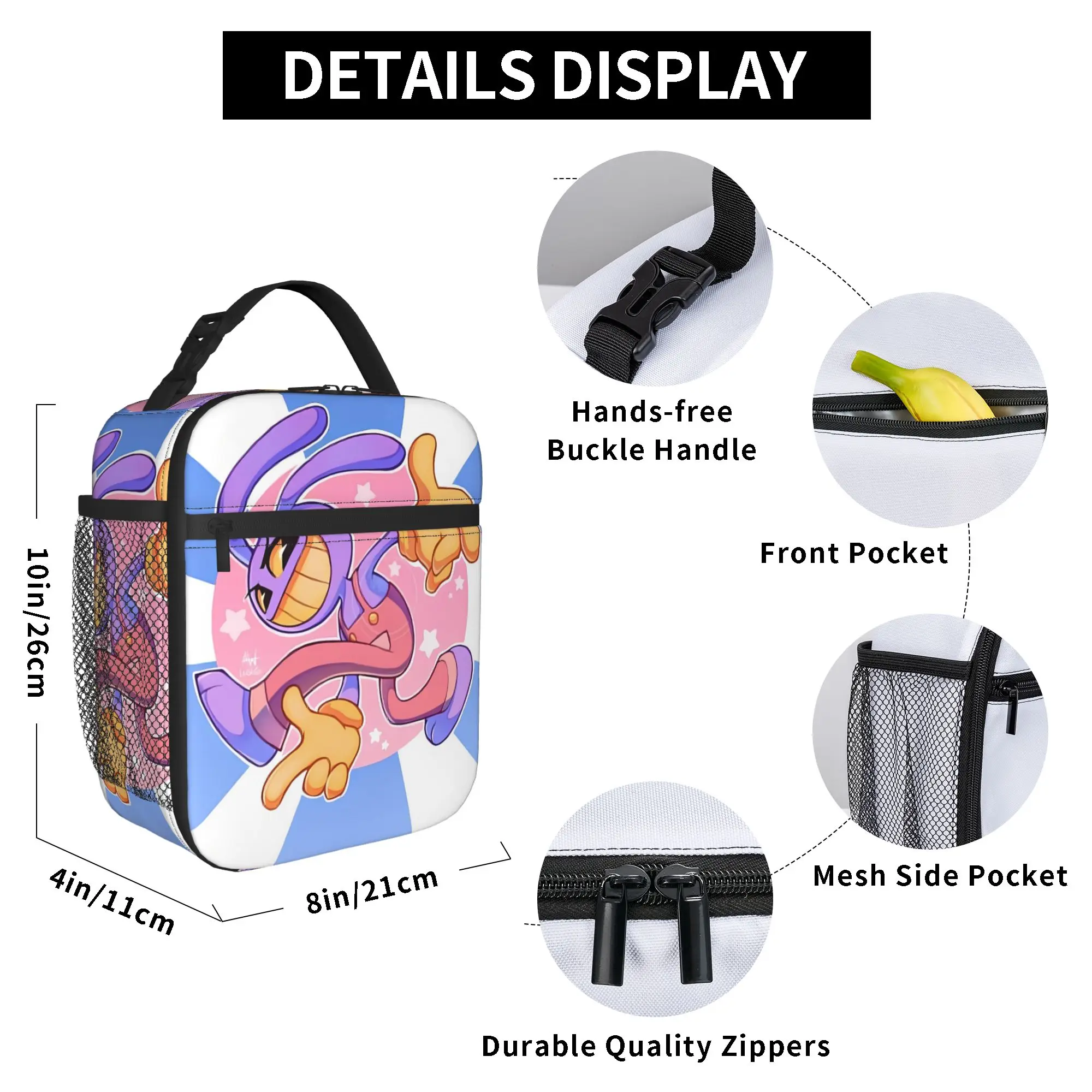 Jax Cartoon Digitals Circus Thermo-Lunchtasche, Reise-Lunchbox für Damen, Thermo-Tragetasche, wasserdichte tragbare Kühltasche – Detail 6