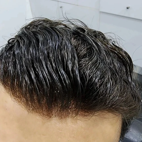 Línea de cabello Natural, peluquín súper duradero para hombres, negro, marrón, Rubio, 100% peluca de cabello humano, micropiel, piel fina, prótesis capilares completas de PU