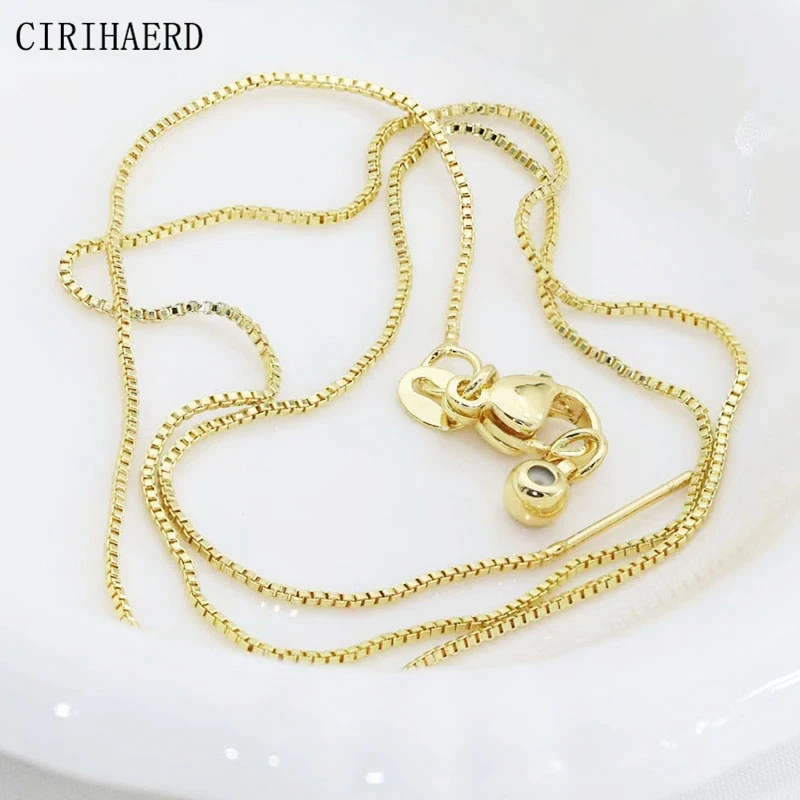 5PCS Women's Neck Chain 14K Gold/Rhodium Plated Clavicle Necklace Pendant Connectors Needle Box Chains For Jewelry Accessories