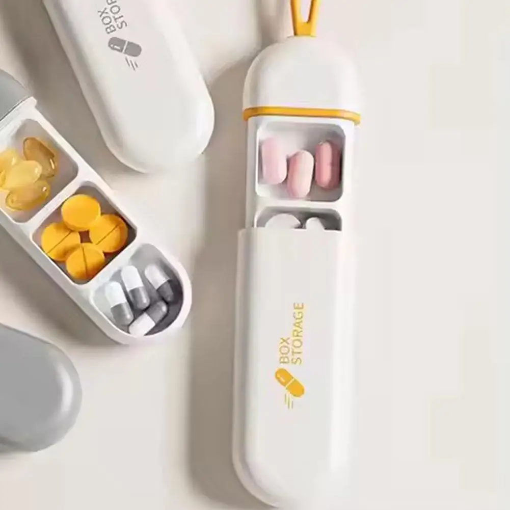 Draagbare medicijndoos voor thuis, drie compartimenten, geschikt om mee te nemen, mini-medicijndoos voor reispillendoosje
