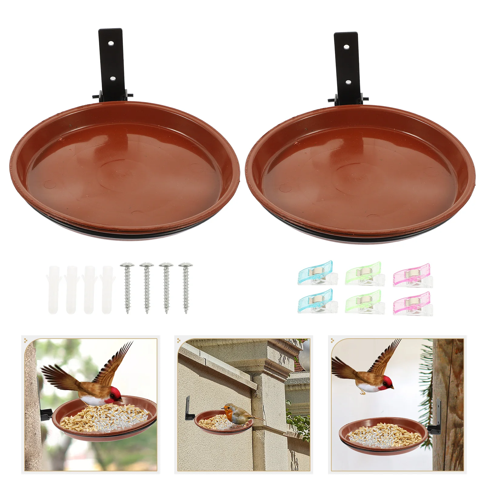 

1 Set Of Outdoor Feeder Hanging Bowl For Garden Patio Tree Mount Durable Plastic Bird Food Container Decorative Bird Bath Small