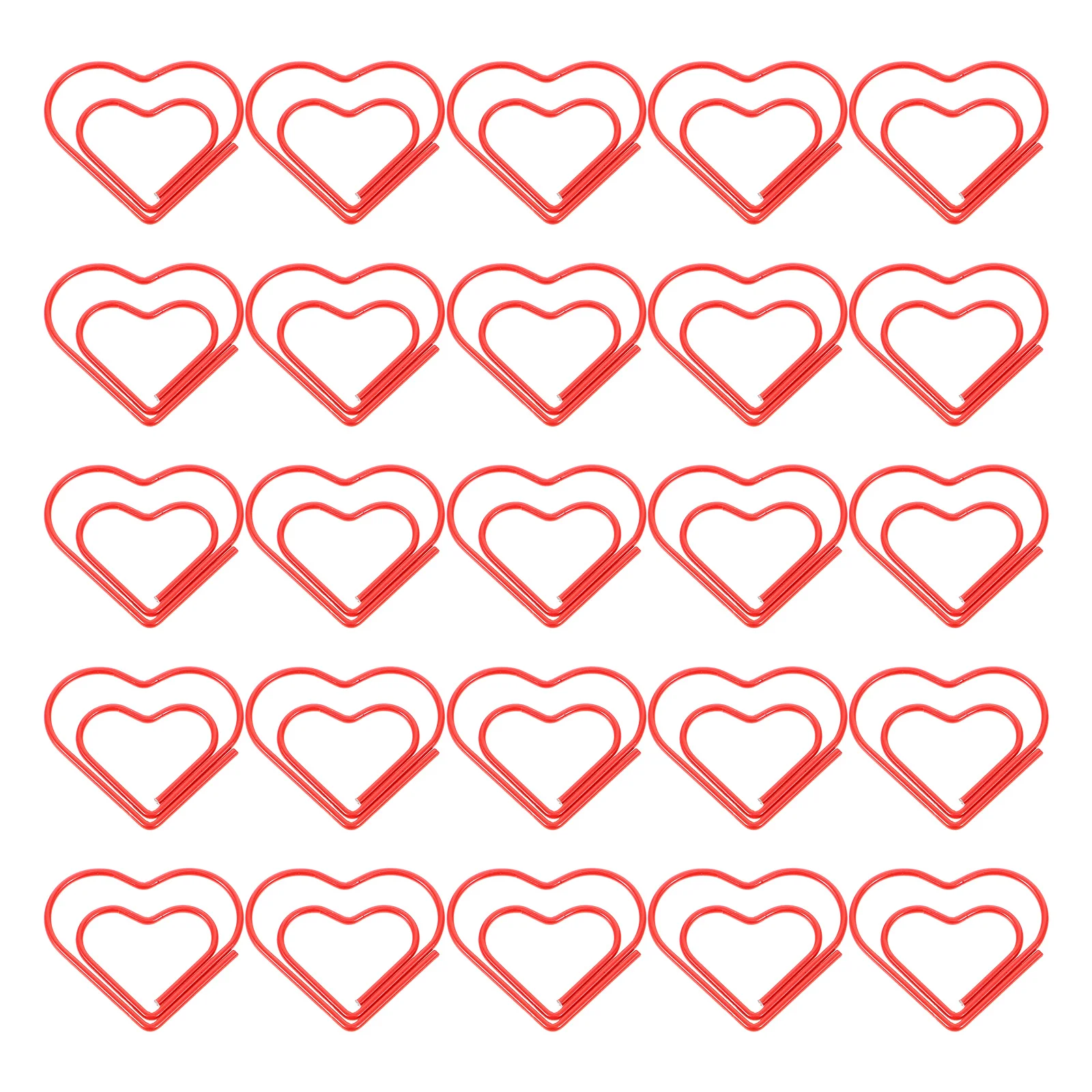 100 Pcs Clip Papers Red Heart Paperclips Love Marking Bookmark Pin Office Accessories