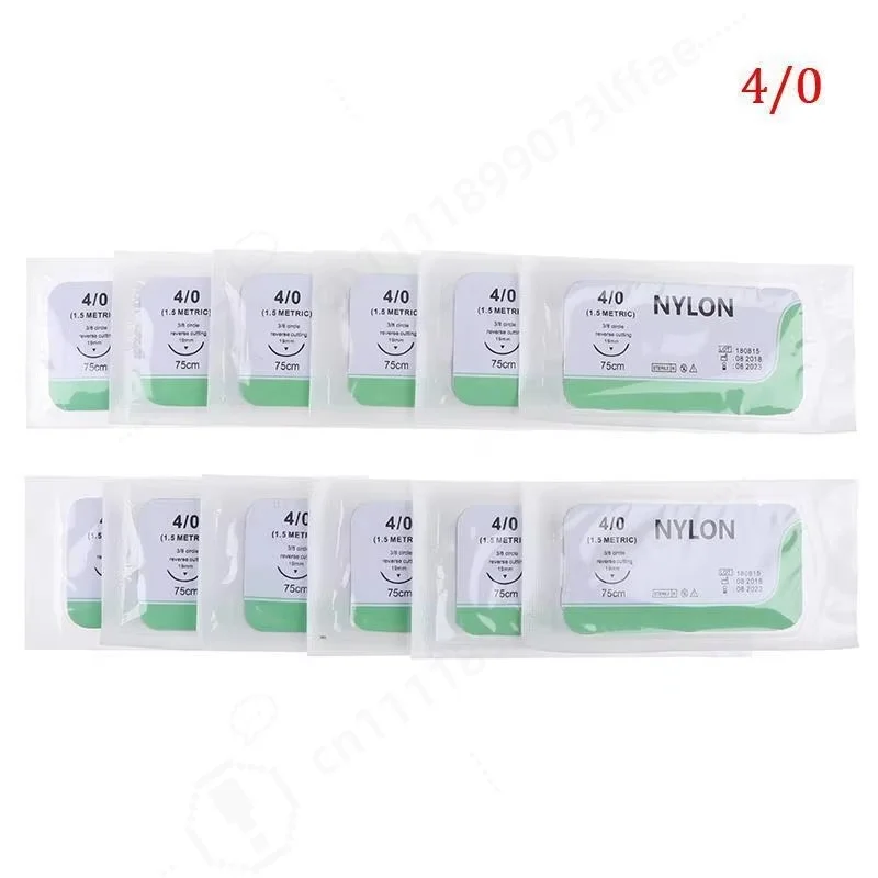 12PCS 2/0 3/0 4/0 Needle Suture Nylon Monofilament Non-injured Suture Medical Thread  for Medical Surgical Tool HOT