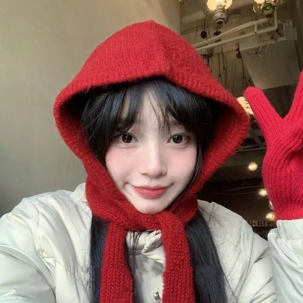 

Casual Winter Balaclavas Cap Warm Windproof Knitted Hooded Hat Thick Ski Neck Collar Scarf Cap Men Women