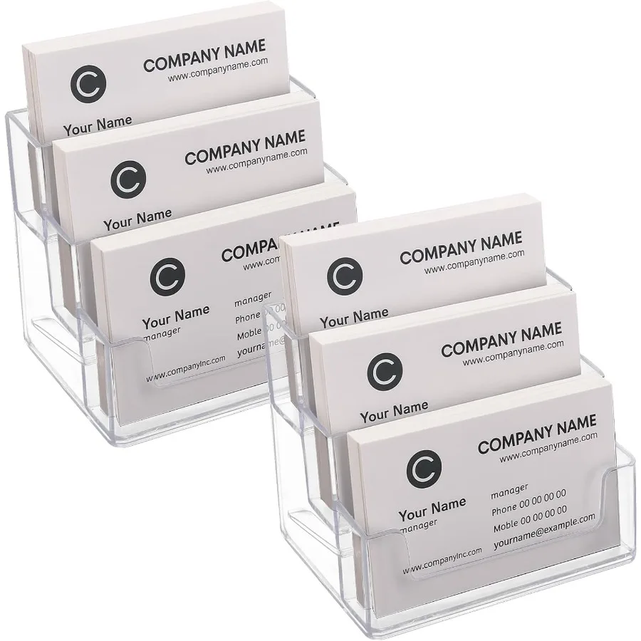 

Tecte, 2 шт., держатель для визитных карточек для стола, 3-х ярусная прозрачная акриловая подставка для органайзера для визитных карточек, держатель для хранения, дисплей для