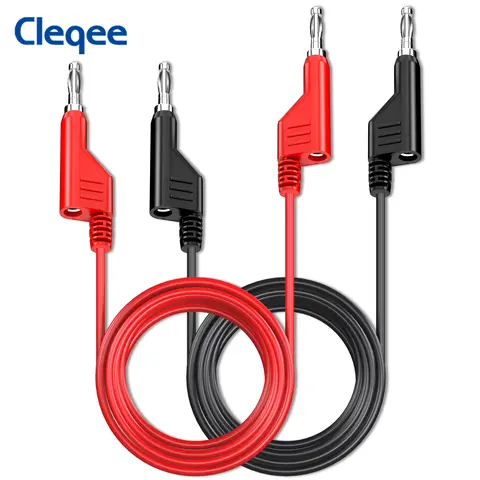 Cleqee P1036 2PCS 듀얼 4mm 스택형 바나나 플러그 멀티미터 테스트 리드 1m/2m/3m 전기 테스트 케이블 빨간색/검정색 1000V 15A