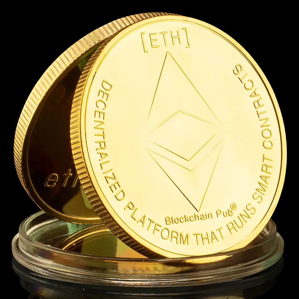 Ethereum Coin Souvenir Commemorative Silver Plated Collectibles Coin Challenge Coin ETH Physical Cryptocurrency Collection Coins