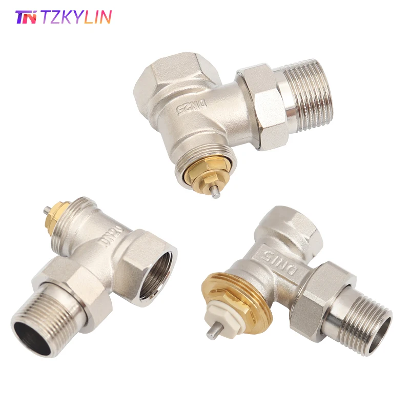 DN15/DN20/DN25 (1/2" 3/4" 1") Angle Type Brass Radiator Valve for HVAC Systems Temperature Control Valv