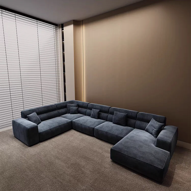High backrest matte cloth sofa cream wind horizontal hall sofa minimalist combination corner model